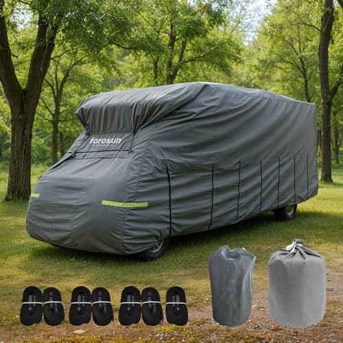 Farosun Bâche De Protection 4 Couches Pour Camping-Car, Résistante Aux Intempéries Et Respirante, Résistante Aux UV, Indéchirable, Bâche Anti-Grêle Pour L'Hiver Et L'Été
