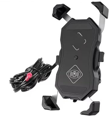 SWVYDC Fahrrad Handyhalterung Motorrad-Telefonhalter, Kabelloses Laden, Schnelles USB-Ladegerät, Motorrad-Spiegelständer, Handy-Lenkerhalterung(M11A WirelessCharge)