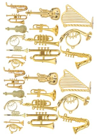 ZUNOXAZ 28 Stück Teiliges Miniatur-musikinstrumente Weihnachtsbaumschmuck Leichte Kleine Gitarren Trompeten Saxophone Handliche DIY-Dekorationen für Christbaum Festliche Tisch