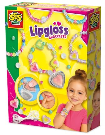 SES Creative - Armbänder - Bastelset für Kinder - Freundschaftsarmband - Armbänder selber machen - Mit Lipgloss-Accessoires - Ab 6 jahre
