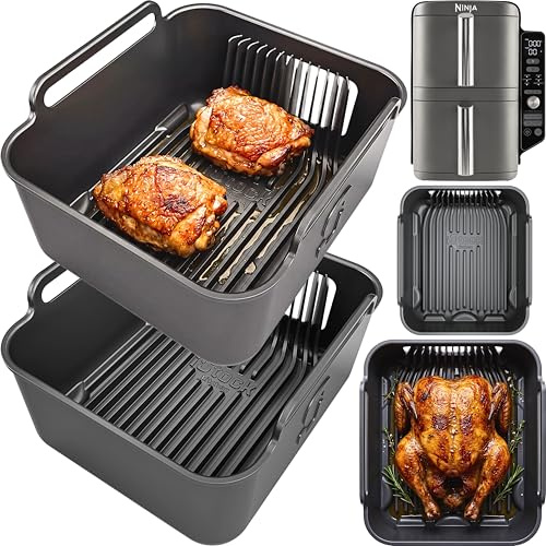 AirFlow Pro™ Ninja SL400EU Silikonform 9,5L Airfryer Zubehör | 15 mm Rillen für knusprige Luftzirkulation, 3 mm dick, BPA-frei | 2 Stück SL400 Silikoneinsatz | by iStock Kitchen