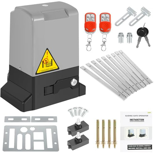 Joparri Schiebetorantrieb Set 1200kg 550W Garagentorantrieb mit 2 Fernbedienung Toröffner, 2 Entriegelungsschlüssel und Automatische Schließfunktion für Hotelbis, Fabrik, Hoftor