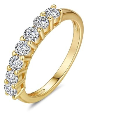 Eheringe 585 Gold, Eheringe Frauen Runder Ring mit 0,7ct Moissanit 14K Gelbgold Größe 52 (16.6)