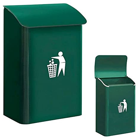 Papelera Mural Basura - para Parkings, Garajes, Cajeros, Inmuebles, Oficina, Interior, Exterior, Horeca, Piscina, Urbanas, Fábricas, etc - Capacidad: 18L - Material: Acero