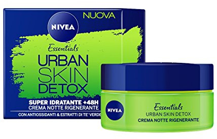 NIVEA Essentials Urban Skin Detox Super Feuchtigkeitsspendend +48H Regenerierende Nachtcreme, 50 ml