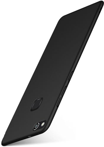moex für Huawei P10 Lite Hülle Ultra Dünn, Schutzhülle mit erhöhtem Kameraschutz, Slim Cover Hardcase Backcover, Dünnste Handyhülle Minimalistisch Alpha Case, Matt Schwarz