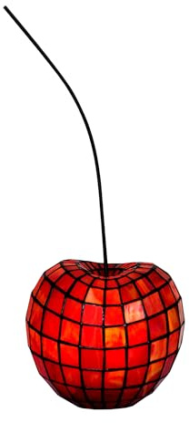 ADM - 'Kirsche' - Nachttischlampe mit geschweißtem Glasschirm, Tiffany-Verarbeitung - Rot - H55 cm