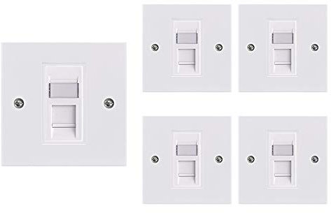 VCE RJ45 Socket Cat6 Ethernet Wall Socket Single Port Flat Face Wall Plate For CAT6/CAT5E/CAT5 Network Cable With Modular 5 Sets