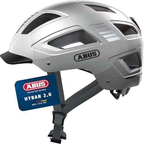ABUS HYBAN 2.0 Fahrradhelm, Silber (Signal Silver), XL (58-63 cm)