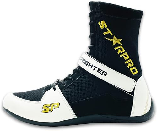 Starpro Superior Boxschuhe Wrestling Schuhe - MMA Muay Thai Kickboxen Sparring Boxers Trainers Kampfsport Schuhe Bodybuilding Boxen Stiefel Sport | Athletik Gummisohle Kletterschuhe Schwarz und Weiß