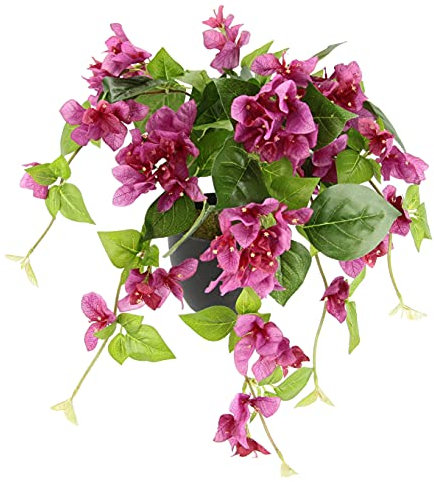 Künstliche Bougainvillea mit roten Blüten im Topf Drillingsblume Blumen Pflanzen Kunstpflanzen Kunstbäume Dekopflanzen Kunstblumen Deko Hängend Hängeblumen Rankende Seidenblume Hängeampel Girlande
