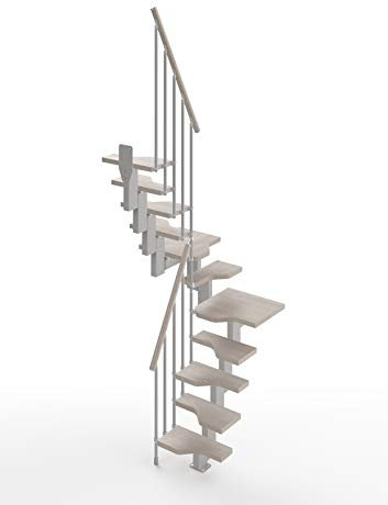 Mister Step Mini escalera para ahorrar espacio a la marinara (3 rampas en U, gris-pardo)