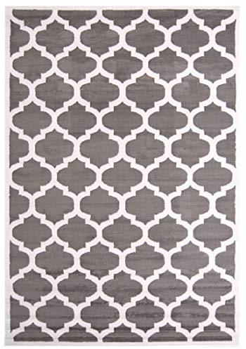 Carpeto Teppich Wohnzimmer 140x200cm Anthrazit Grau Geometrisch Weich | Teppich für Schlafzimmer Büro Esszimmer Pflegeleicht Fußbodenheizungsgeeignet Reinigungsmittelbeständig Kurzflor Synthetisch