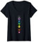 Damen Chakra Regenbogen Yoga Meditation Symbol Spirituell Fraktal T-Shirt mit V-Ausschnitt