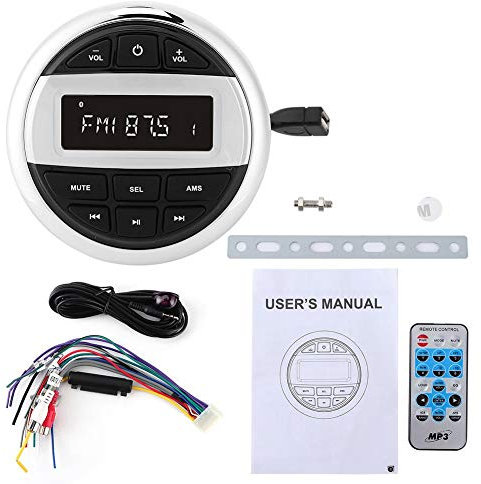 Reproductor MP3 Impermeable con Radio AM/FM y Carga USB para Barcos Motocicletas y Vehículos Recreativos Equipado con Tecnología Resistentes a la Intemperie y Conexiones para Altavoces