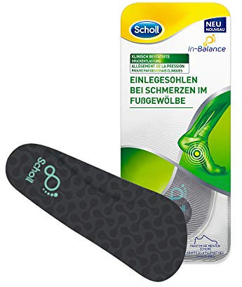 Scholl InBalance Einlegesohlen für Schuhe in Größe 42.5-45 – Sohlen bei Schmerzen im Fußgewölbe – Paar nicht klebende Einlagen, Transparent, 1 stück