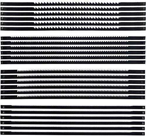 RtottiM 24 Pcs Carbon Steel Scroll Saw Scroll Saw Blades 127mm Pinned Woodworking Power Tool Accessories for Wood Metal Plastic Cutting Sawing Carve