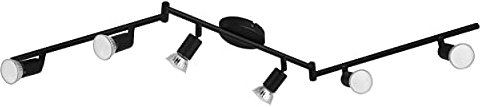 EGLO LED Deckenleuchte Buzz-LED, 6 flammige Deckenlampe, Deckenstrahler aus Metall, Wohnzimmerlampe in Schwarz, Küchenlampe, LED Spots mit GU10 Fassung, L 105 cm
