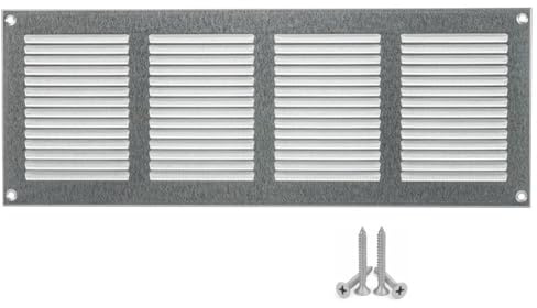 400x150mm Metall Verzinkt Lüftungsgitter mit Insektenschutz - Gitter für Belüftung - Abluftgitter