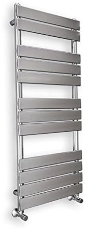 NRG Bathroom Flat Panel Heated Towel Rail Radiator 1200×500mm Chrome | Central Heating Warmer Ladder, Modern Designer Radiator, Wall Mounted, Steel, Radiator Towel Rack, for Bathroom