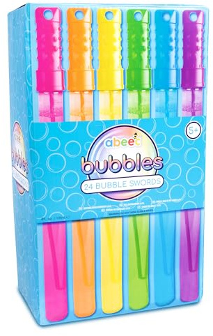 abeec Giant Bubble Swords, Wands - Garden Toys For Kids - Bubble Wands Multipack - Party Bag Fillers - Pack Of 24 Bubble Swords For Children
