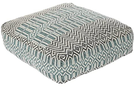DKD Home Decor Bodenkissen mit Streifen, Blau, Polyester, Baumwolle, Minze, Aluminium, Weiß, Grün (60 x 60 x 25 cm), blau, Estándar