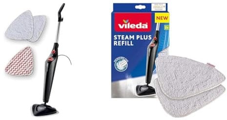 Vileda Steam PLUS con Power Pad|scopa a vapore|pulizia e igiene| & Panno Ricambio Scopa Vapore, in Microfibra 3D, Compatibile con Lavapavimenti a Vapore 100°C