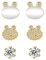 JewelryWe Schmuck 3 Paare Frosch Ohrstecker Set Damen süße Frog Opal Katzenaugen Stein Zirkonia Ohrringe Ohr-Piercings, Gold Weiß