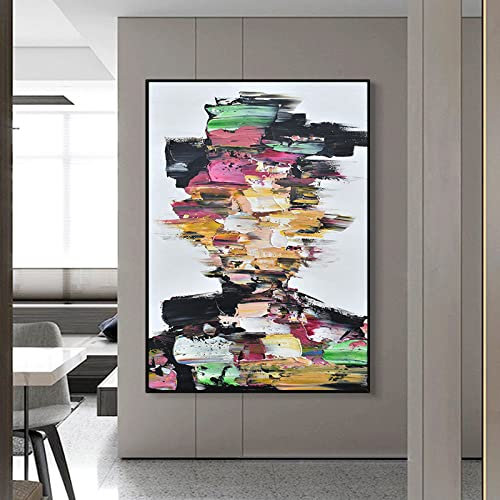 Ölbilder Auf Leinwand Handgemalt,100% Handgezeichnetes, Extra Großes, Stereoskopisches, Strukturiertes Messergemälde, Modernes, Abstraktes, Verschwommenes Bild, Ungerahmtes Acrylgemälde, Pop-Cool