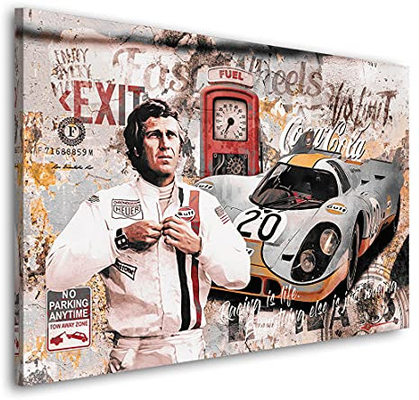Kunstgestalten24 Acrylglasbild Steve McQueen Pop Art Porsche Wandbild Kunstdruck XXL