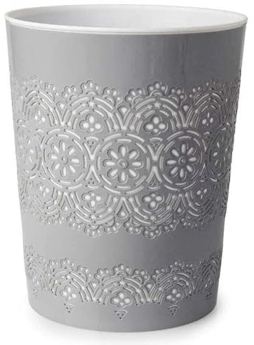 PREMZO Round Flora Bin 9 Liter Basket Container Storage Plastic Waste Paper Small Rubbish Bin Trash for Bedrooms Lounge Kitchen Home Office Bathroom Dormitory Rooms (Grey)