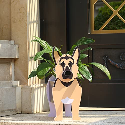 Gochoi Kleiner Deutscher Schäferhund Hund Blumentopf Geschenke Pflanzkübel PVC Rechteckig Blumentöpfe Tier für Den Planzenkübel,Innengarten Sukkulenten Pflanzgefäße S German Shepherd
