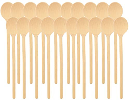 teemando® 20 X runder Marken-Kochlöffel aus Holz, 25 cm, Kochlöffel zum Kochen und Backen