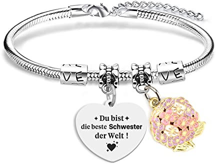 BOMEON Armband Schwester,Schwester Geschenk,Geburtstagsgeschenk für Schwester,Beste Personalisierte Schwester Geschenke,Geschenk für Schwester,Weihnachtsgeschenke für Schwester