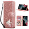 UEEBAI Klapphülle für Samsung Galaxy S20 FE 5G, PU Lederhülle Glitzer 3D Schmetterling Flip Cover Standfunktion mit Kartenfach Schutzhülle Diamant Glänzende Geldbörse Handschlaufe Etui - Roségold