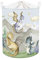 Clastyle 45L Niedlich Grau Dinosaurs Kinder Wäschekorb für Jungen Mädchen Berg Baum Wolken Rund Spielzeug Kleidung Aufbewahrungskorb für Kinderzimmer, 36x45 cm