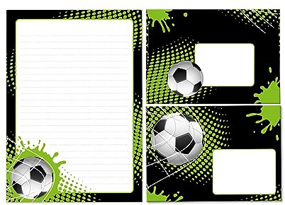 Briefpapier-Set Briefblock mit Umschlag für Jungen Jungs Kinder Fussball Fußball Kindermotiv Briefbögenblock liniert (Block A5 mit 25 Blätter + 15 Umschläge)