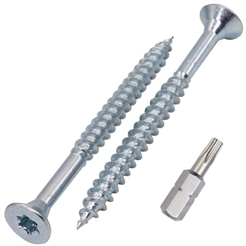 SKIR'CO (150 Pièces) Vis à Bois en Acier Zingué 6,0 x 70 mm, Tête Fraisée Torx, pour Panneaux d'Aggloméré, Partiellement Filetées