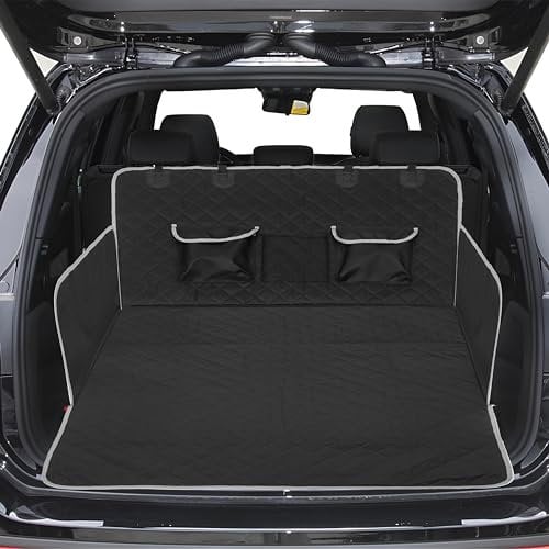 Rinling Protection Coffre Voiture Chien, Tapis Coffre Voiture Imperméable & Résistant, Housse de Coffre Voiture pour Chien Universel, 2 Grandes Poches