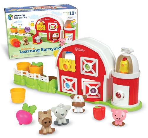Learning Resources Guckguck Bauernhof-Spielset, Alter ab 18 Monaten, Bauernhof-Spielzeug für Kleinkinder, fantasievolles Spielset, Spielzeug für 2-jährige Jungen oder Mädchen