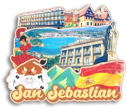 Quwsne Kühlschrankmagnet, San Sebastian Spanien, Kühlschrankmagnet, Stadt, Reise, Souvenirs, Touristengeschenke, 3D, klassische Sehenswürdigkeiten, handgefertigt, Handwerk, Heimdekoration – 1053
