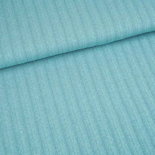 Bio Organic Leinenstrick Baumwollstoff ab 0,5x1,5m Leinen-Stoff Baumwolle Meterware, Farbe:helltürkis