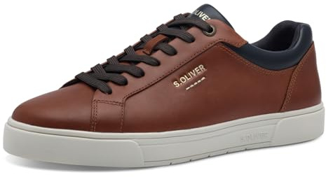 s.Oliver Herren Sneaker flach mit Schnürsenkeln Low Top, Braun (Cognac), 42 EU