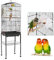 OHMG Vogelkäfig für den Innenbereich, Vogelkäfig, Papageien, für Kanarienvögel, Wellensittiche, mit abnehmbarer Halterung, Griff, Dach-Design, 4 Rollen, Zubehör und Ständer, 46 x 35,3 x 150,6 cm