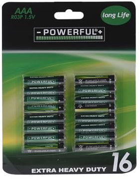 Decor Space Lot de 16 piles alcalines AAA 1,5 V