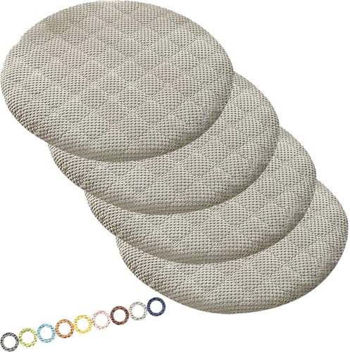 MCNDSI Rund Sitzkissen Stuhl Stuhlkissen 30/40/35/50/45 cm Sitzkissen Baumwolle Sitzpolster Stuhlauflage für Outdoor Indoor Gartenstuhl Küche oder Esszimmerstuhl(K8,4PCS_14INCH/35CM)