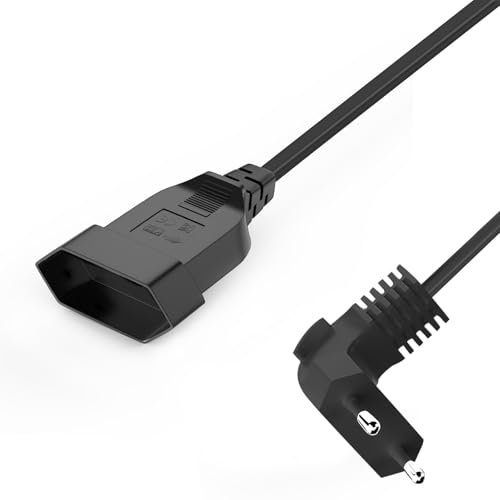 VIEVRE Verlängerungskabel Flach, Eurostecker Verlängerung 2.5A 250V, Verlängerungskabel Kurz Typ-C-Stecker Eurostecker auf Typ-C Euro für TV Computer Monitor Beamer Lampe Haushaltsgeräte (1M)