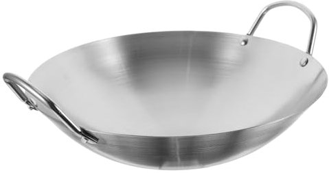 Garneck Wok Doppio Manico 32 Cm in Acciaio Resistente Padella Da Cucina Pratica Per Friggere Carne e Verdure Utensile Domestico Compatibile Con Piani Cottura Gas e Induzione