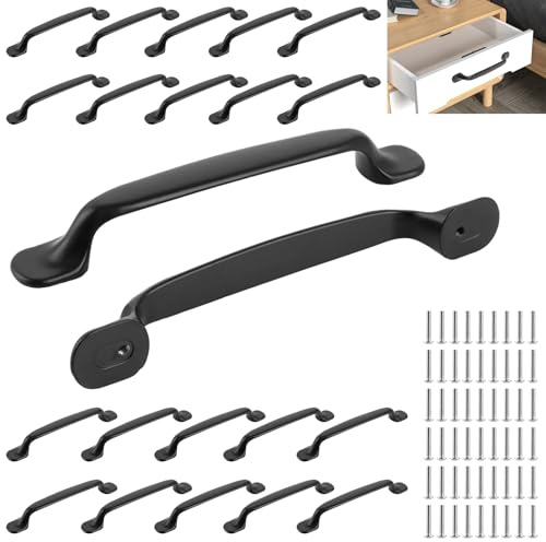 YAYODS 24 Stück Schrankgriffe Schwarz 160mm - Möbelgriffe 128 mm Lochabstand - Türgriffe Küche Schrank - Küchengriffe mit Schrauben - Schubladen Griffe - Möbelgriff Schubladengriffe Schwarz