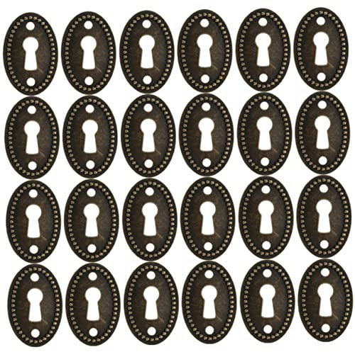 jojofuny 24Pièces Plaque de Couverture Clé Zinc Ovale Antique Décoration de Mobilier Vintage Caches de Clé pour Commodes